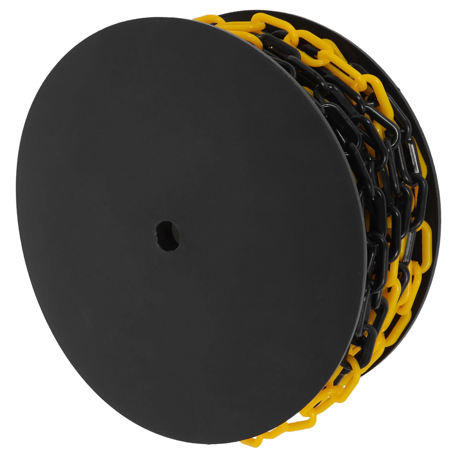 Cadena de barrera de seguridad de plástico amarillo y negro resistente a la intemperie, 6 mm de grosor, para señalización de control de multitudes y soluciones de valla segura