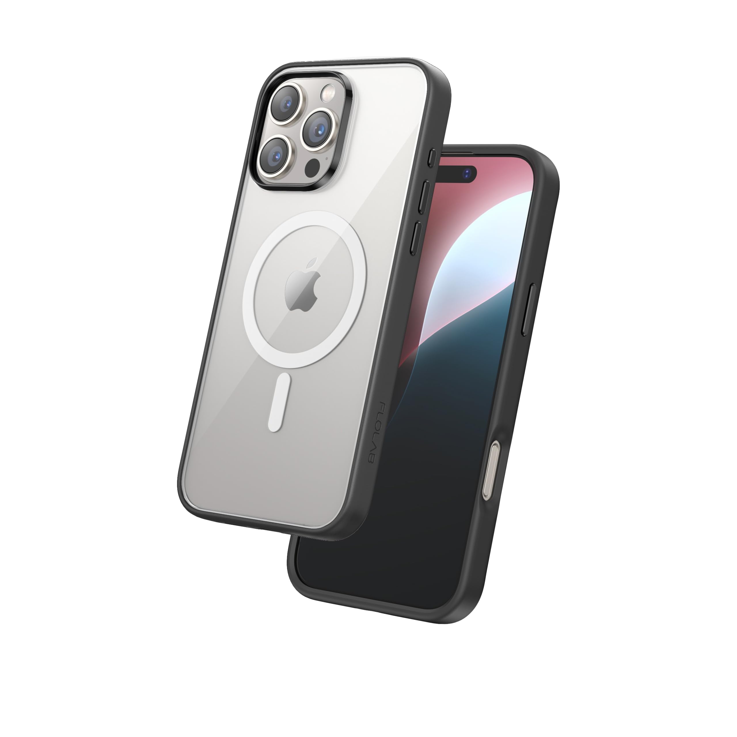 FLOLAB Surtect Tri-Fusion Magnetic for iPhone 16 Pro Case, Protective Slim Design, MagSafe Compatible, Military Standard - Black Clear