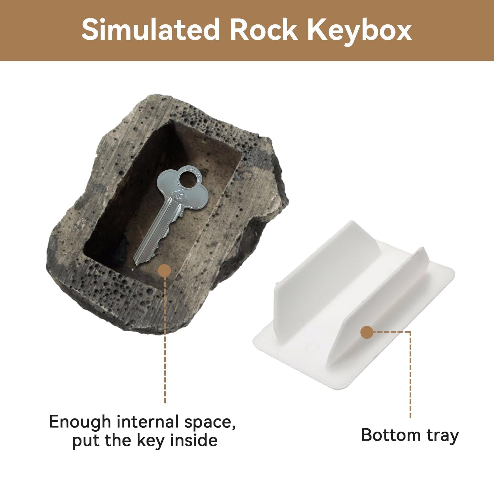 Fake Rock Key Hider Waterproof Dustproof Real Stone/Pine Nuts Shape Safe Stone Key Box for Spare Keys Real Look And Feel Stone - Image 4