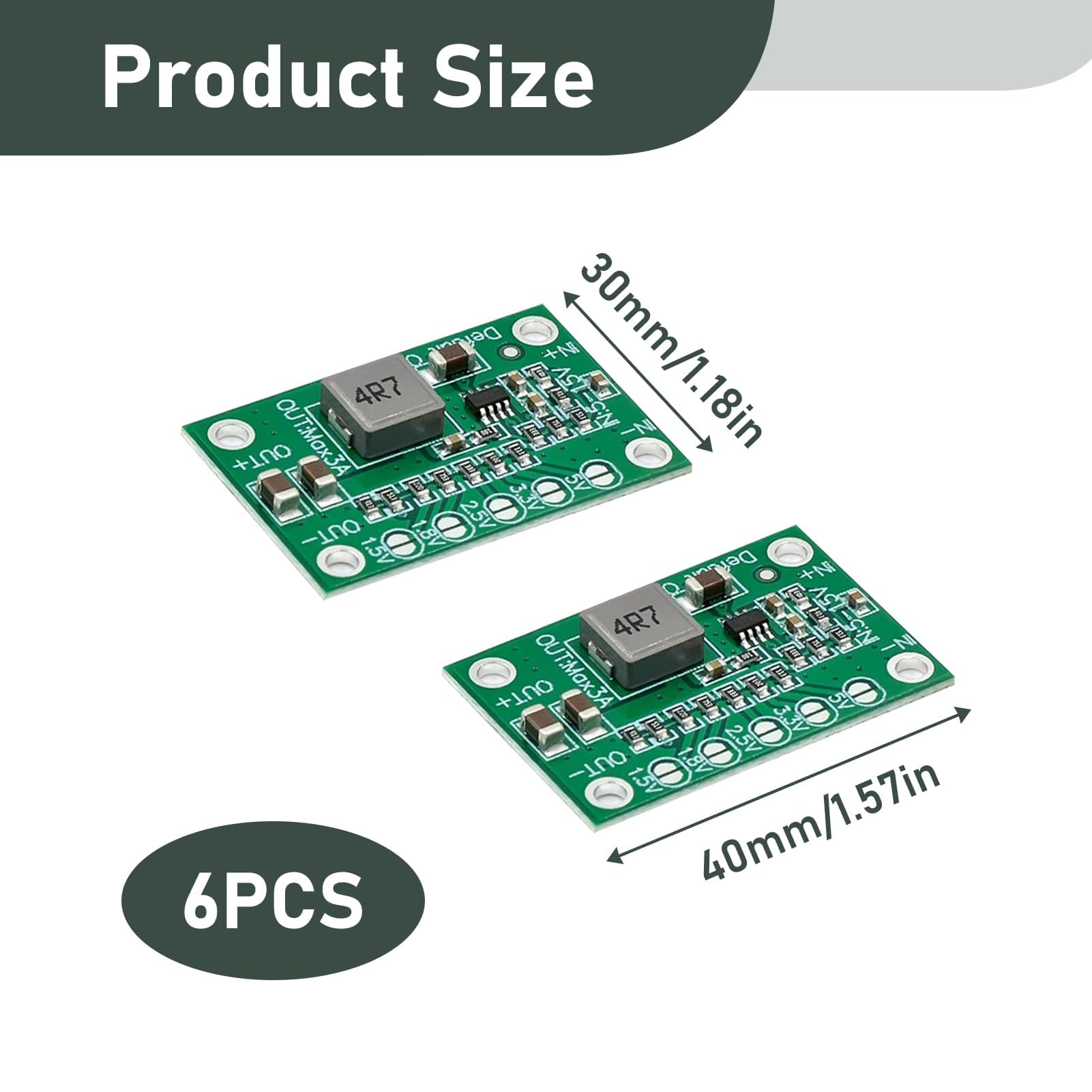 6 Pezzi Modulo Alimentazione Regolabile, Convertitore di Tensione DC-DC Step Down 5-16V a 1.25V/1.5V/1.8V/2.5V/3.3V/5V 3A, Scheda Step Down Regolabile per Progetti Fai da Te e Elettronica