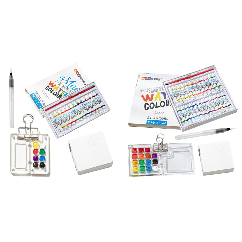 Pocket Artist Aquarelle Ensemble de, Mini Ensemble de Peintures de Boîte à Palette Acrylique, Palette de Carnet de Croquis Ensemble de Peintures à l'aquarelle, Cadeau pour Peintres