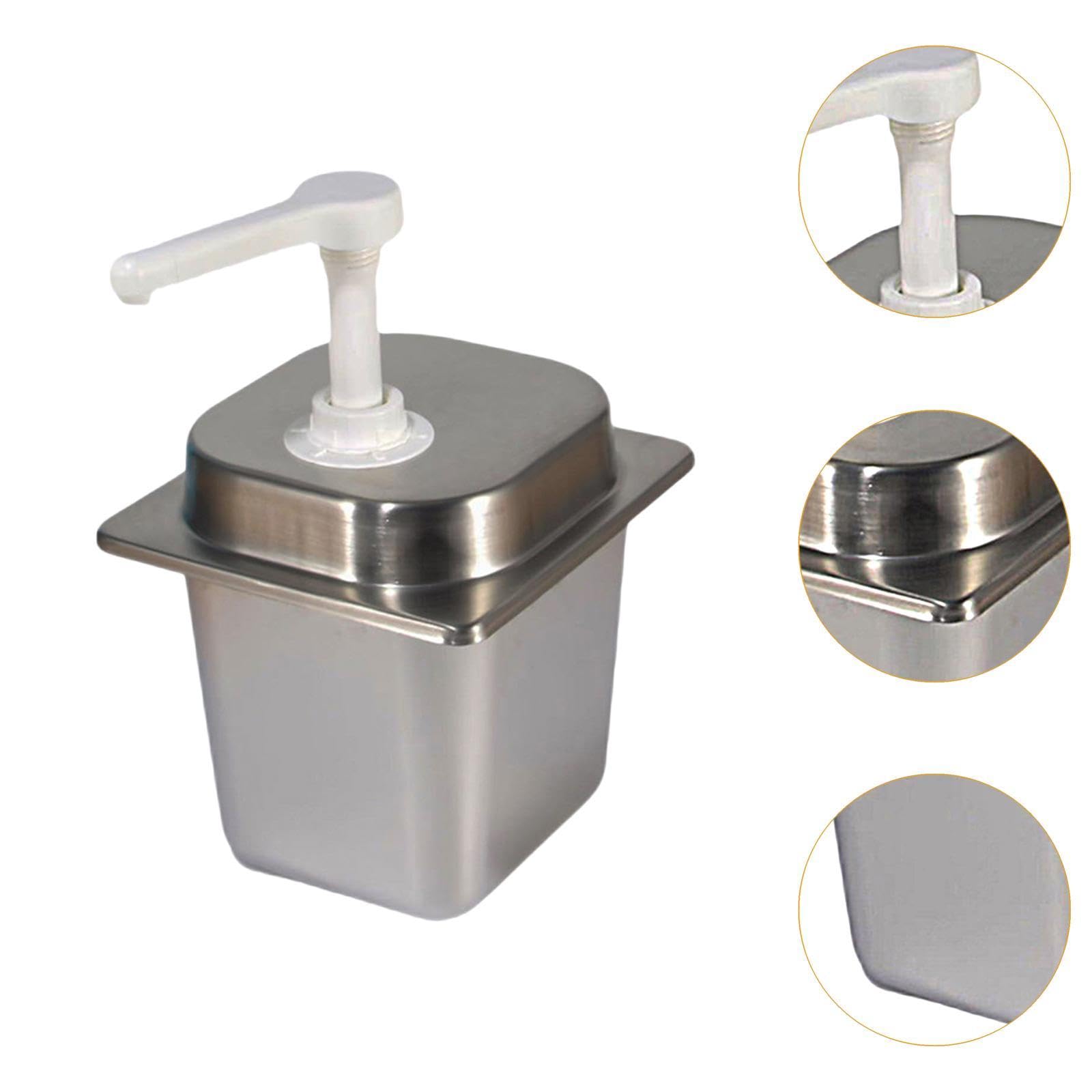 Dispensador de Salsas con Bomba de Acero Inoxidable, Estación de Botellas con Bomba Manual, Herramienta para Especias Desmontable para Cocina Doméstic, 20 CC
