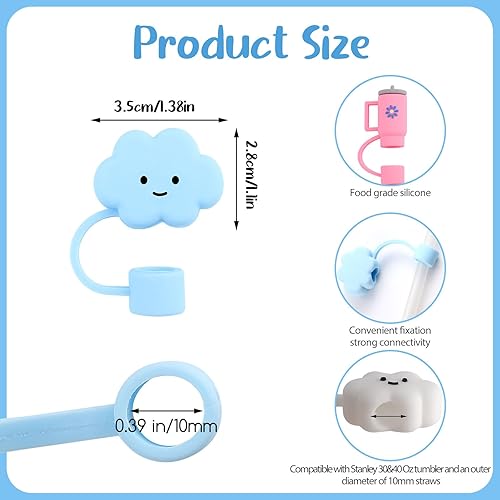 Miniatura 2 de 8 tapas de pajilla, cubierta de popote para vaso Stanley de 30 y 40 onzas, tapas protectoras de paja de silicona en dos formas, tapas de popote