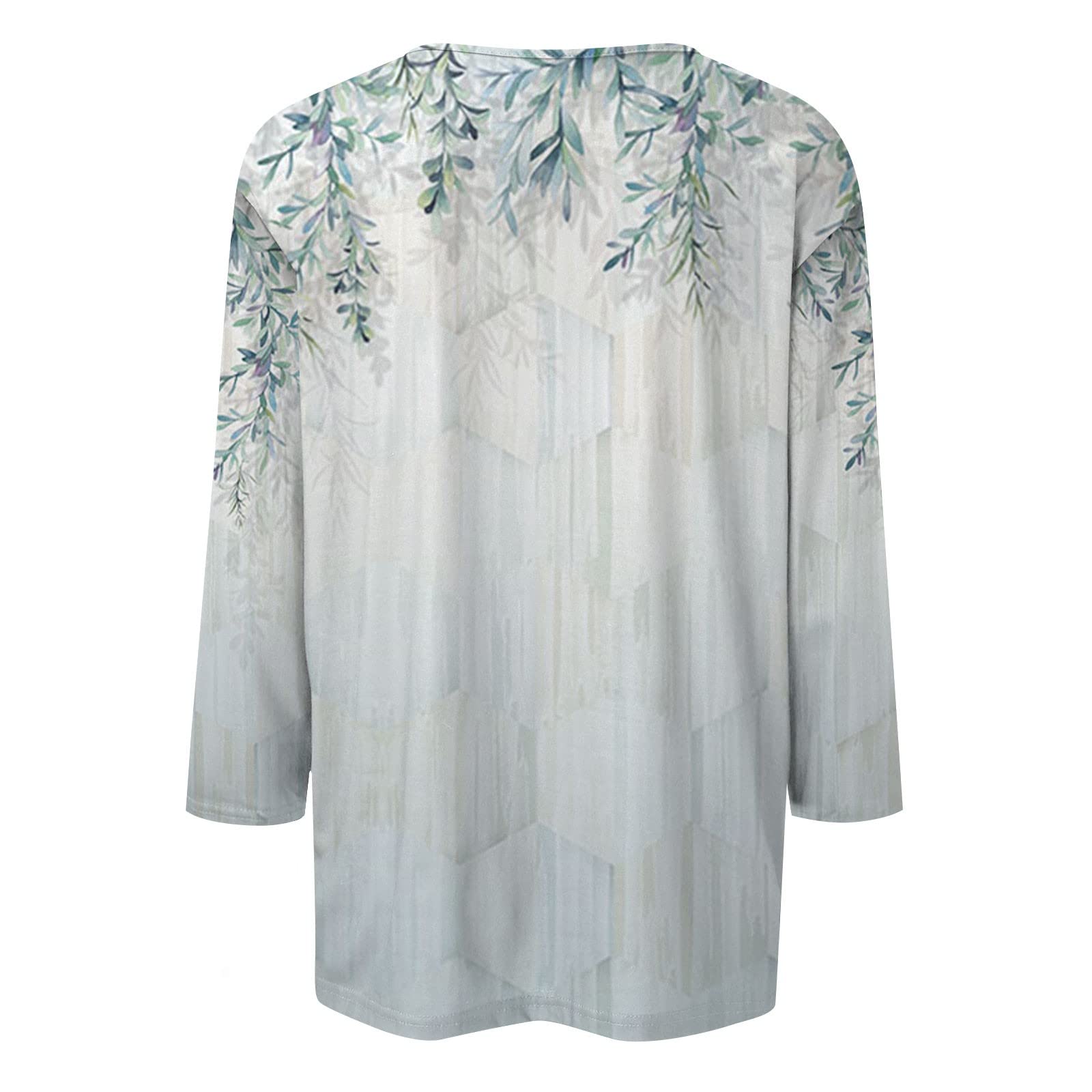 Herbst Sweatshirt für Frauen 2024 3/4 Ärmel Top lässig Floral gedruckt V Hals Shirt Mode Größe Pullover Bluse