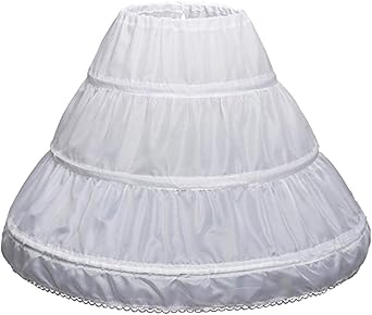 NNJXD 3 Hoops Girls Skirt Petticoat Crinoline Underskirt Wedding Accessories for Girls Ball Gown Elastic Waist White#