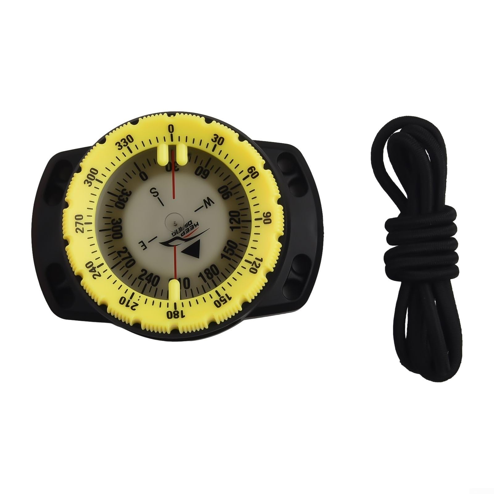 Bussola da 6,2 cm, con supporto da polso, impermeabile fino a 50 m, per sport subacquei (giallo)