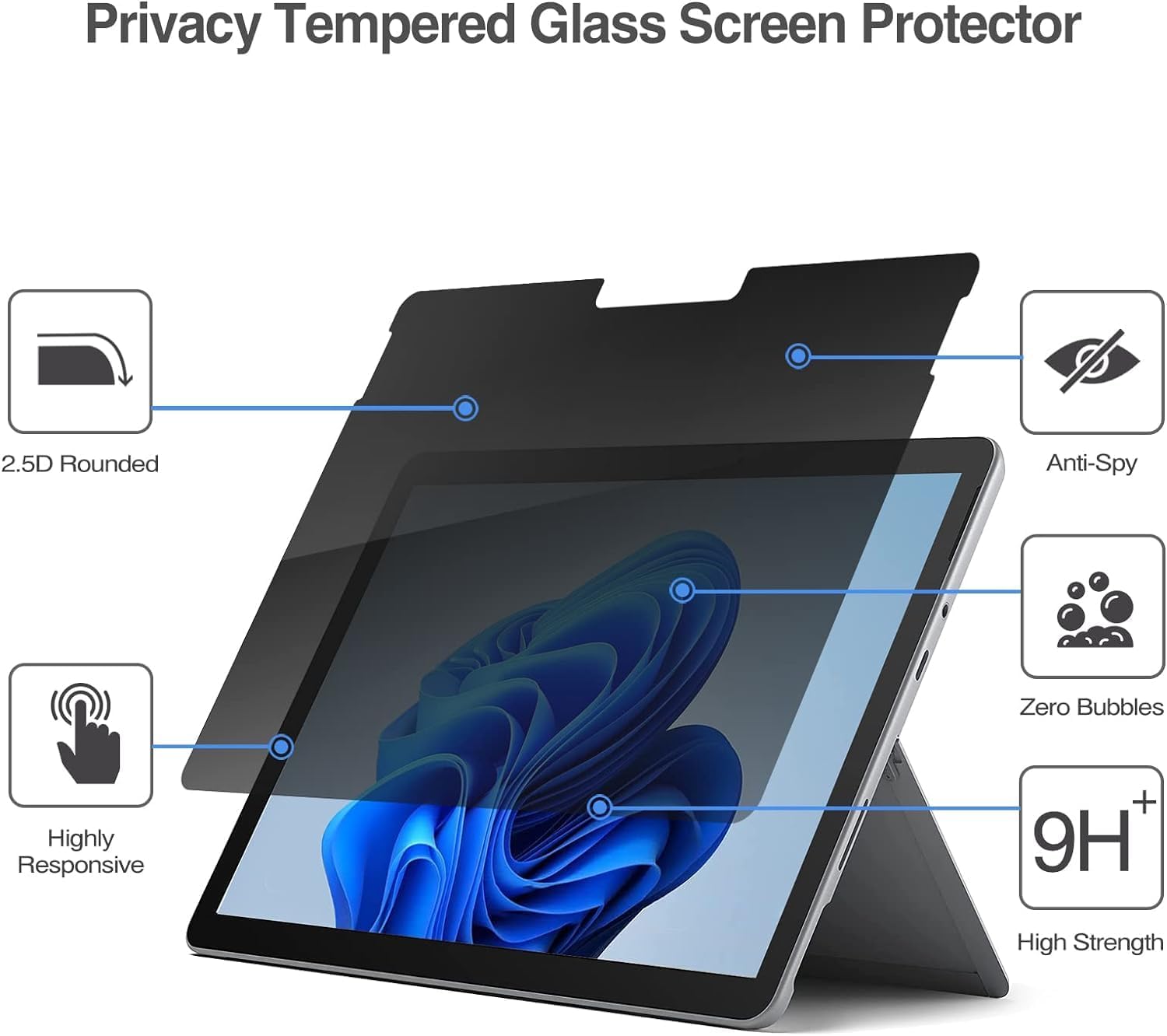 Privacy Screen Protector for iPad Air 13 Inch M3 2025 & M2 2024 (7th/6th Generation) & iPad Pro 13 Inch M4 7th Gen, Anti-Spy, Anti-Scratch, Bubbles Free, Apple Pencil Compatible, 1 Pack - Image 2