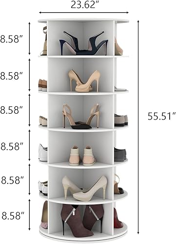 Miniatura 3 de Zapatero giratorio, torre giratoria de 6 niveles, organizador de almacenamiento de zapatos giratorio de 360, zapatero Lazy Susan para entrada, sala
