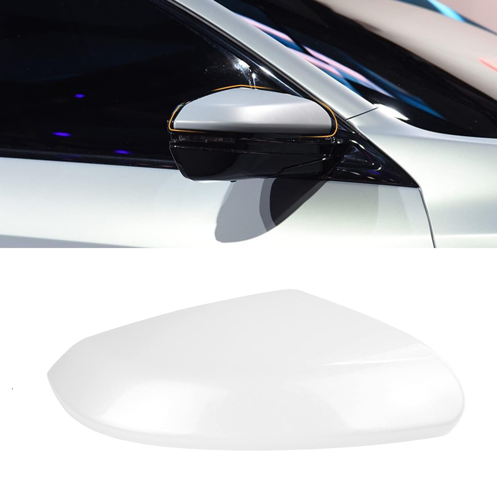 Moonlinks Compatible with 2016-2021 Honda Civic Side Mirror Cover Replacement Passenger Side,Platinum White Pearl for 10th Gen Civic,2019-2022 Insight,RH Sideview Mirror Cap Trim(1PC)