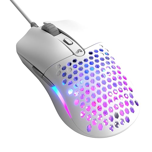 Glorious Gaming - Superlight Wired PC Gaming Mouse with Honeycomb Shell, 6 Programmable Buttons, RGB Lighting & PTFE Skates - Model O Eternal (Ambidextrous), Matte White - Matte White - Model O Eternal (Ambidextrous)