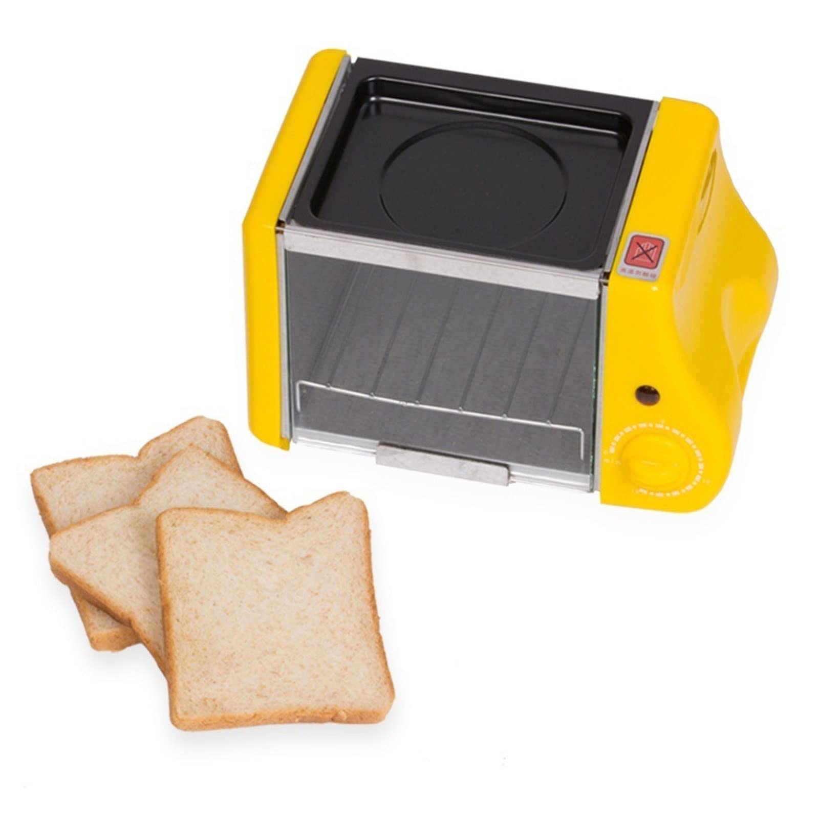DieffematicMBJ Tostadora Multifunction Mini Electric Roast Oven Grill Fried Eggs Omelette Frying Pan Breakfast Machine Bread Maker Toaster (Color : Yellow)