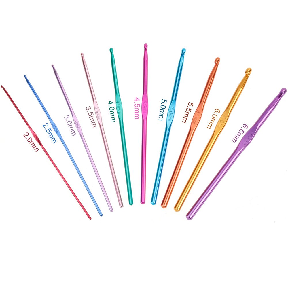 52 Piezas De 16 Ganchos De Ganchillo, Agujas, Puntadas, Tejido De Ganchillo, Conjunto De Ganchillo En Estuche De Plástico, Púrpura/Rosa/Verde/Rosado (Color: Rosado