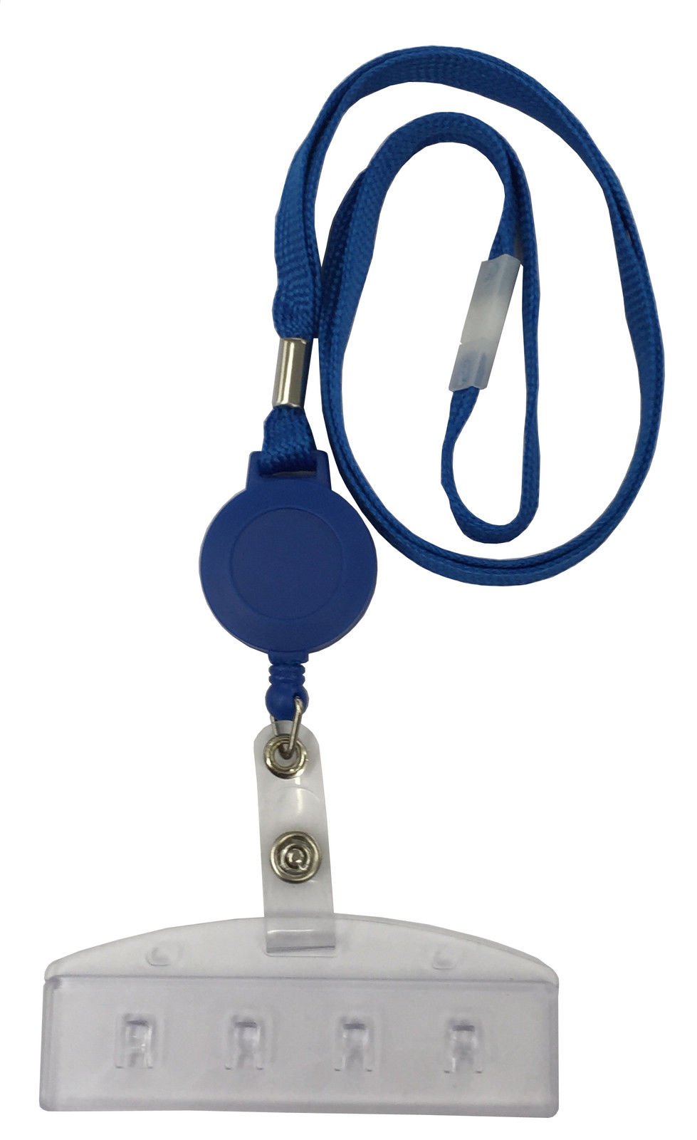 Customcard ltd Portrait ID Swipe Card Holder with Blue Retractable Badge Reel Lanyard x 5