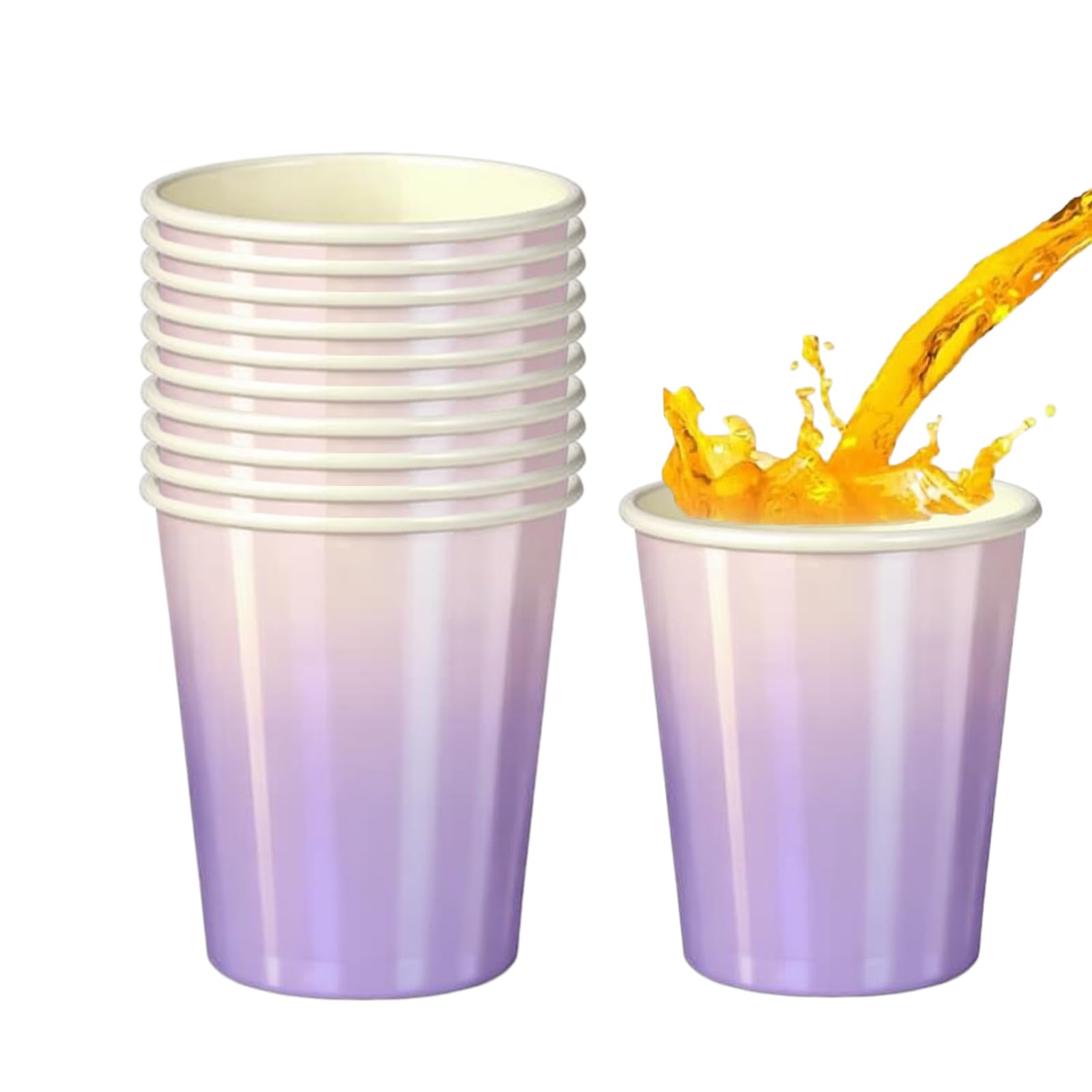 40pcs Laser Purple Paper Cups,9oz Disposable Tableware Party Cups ｜Solid Colour Paper Cup Party Drinking Cup for Birthday,Wedding,Picnic, BBQ,Bar,Restaurant and Party Supplies Table Decorations