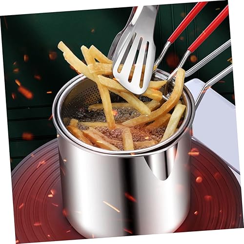 Miniatura 4 de Mikinona 1 juego de freidora de acero inoxidable pequeña freidora de aire de acero inoxidable mini sartén tempura freír olla tempura freidora con