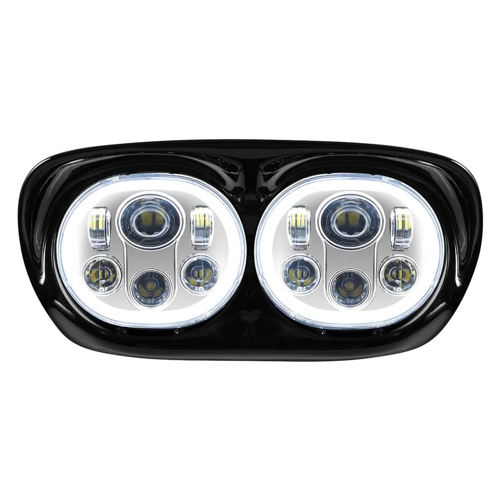 HogWorkzChrome LED Halomaker™ Headlight Compatible with Harley Davidson Road Glide 1998-2013 Daymaker Replacement