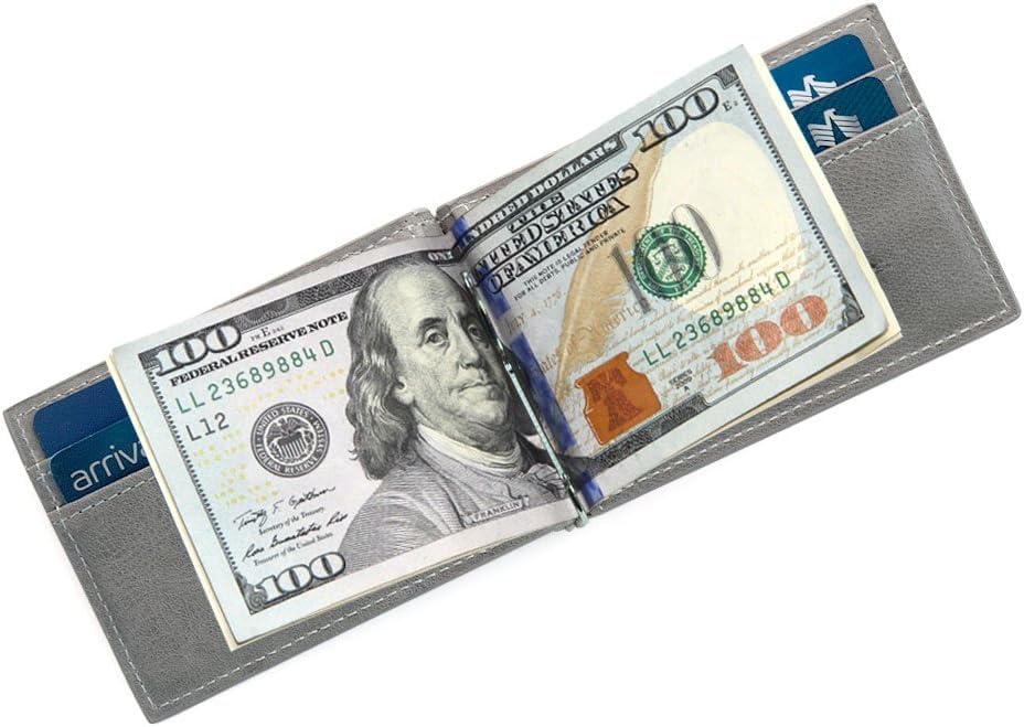 Vintage Genuine Leather Wallet for Men RFID Blocking Ultra Thin Money Clip Front Pocket Design (Slate Gray)4