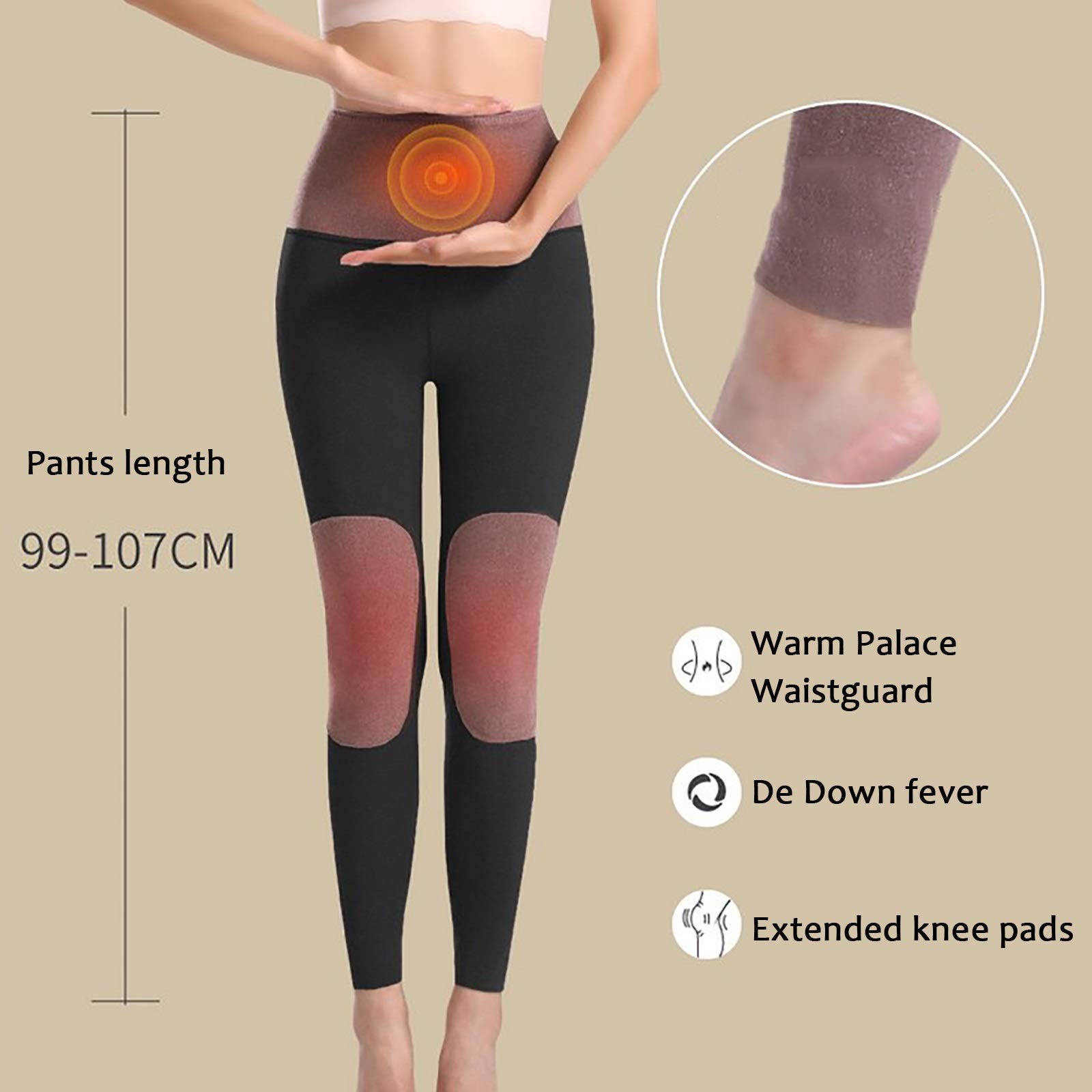 G&F Damskie legginsy spodnie termiczne spodnie z wysokim stanem rozciągliwe spodnie utrzymują ciepło zima