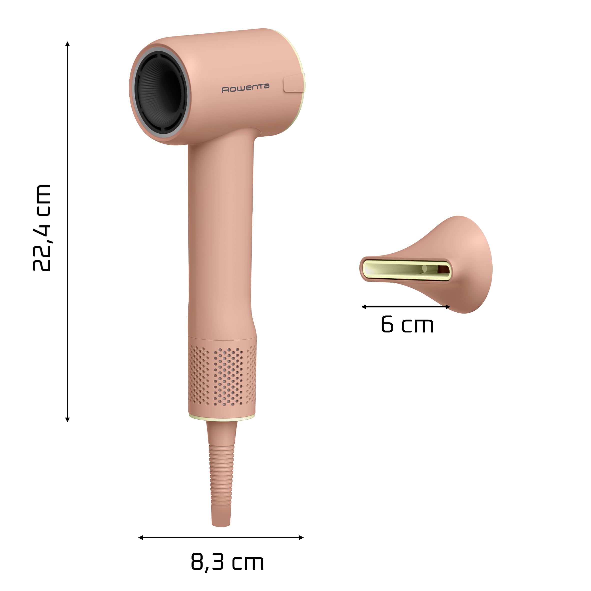 Rowenta Blumia Secador de Pelo Compacto y Ligero 350g, Motor Digital, Secado Rápido, Generador Iones, Control Inteligente 40°C, 3 temperaturas, 2 velocidades, Boquilla Magnética, Rosa, HY5N11E0