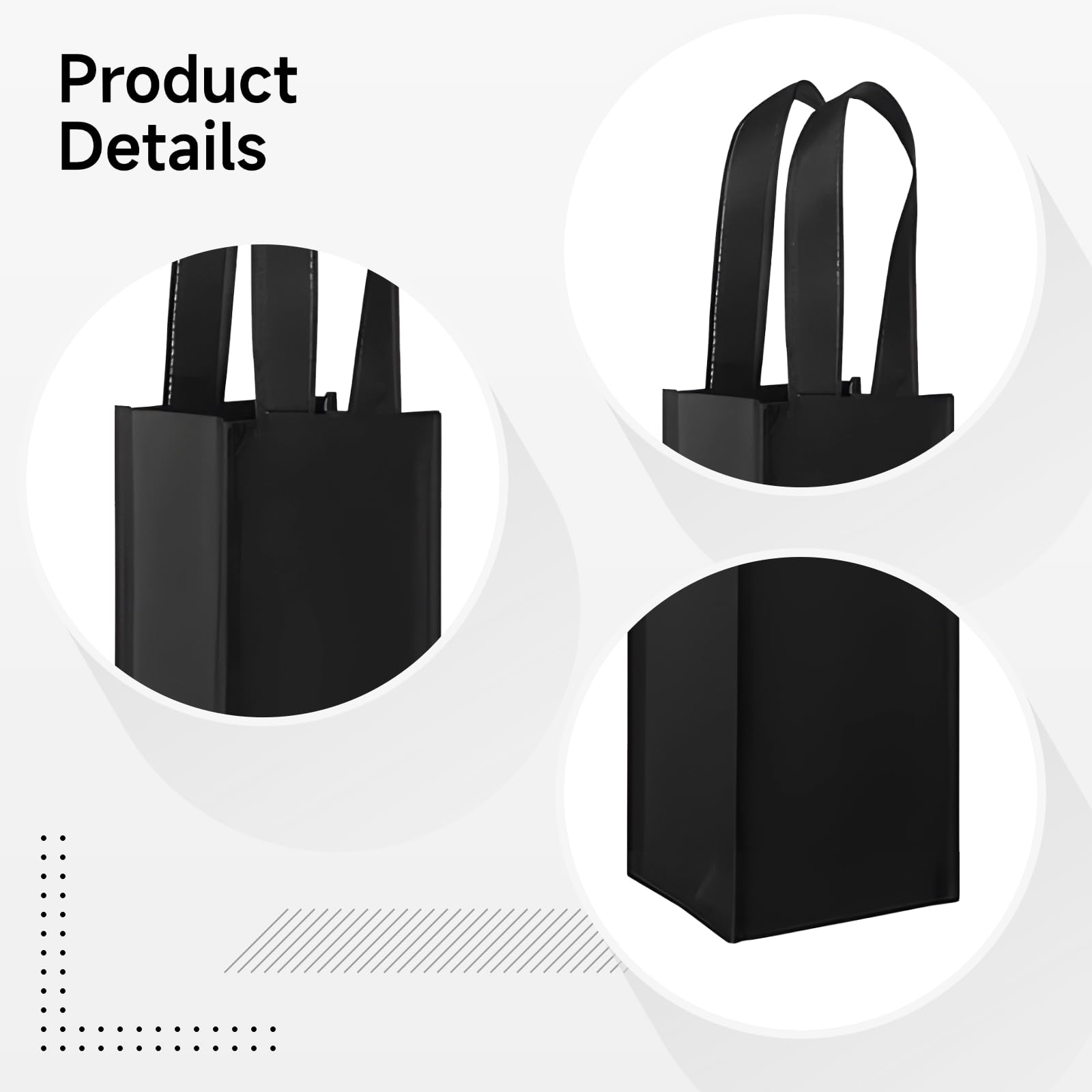50 bolsas de vino negro con asas, tela no tejida, 13.8 pulgadas de alto, bolsas reutilizables para botellas de vino