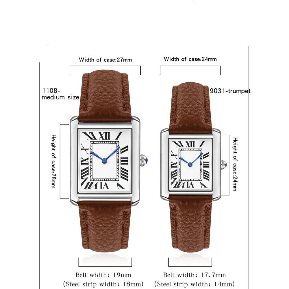 Orologio al Quarzo ZBDZSW con Numeri Romani, Cinturino in Pelle in Acciaio Inossidabile, Orologio da Uomo, Impermeabile Fino a 30 m, Orologio da Donna