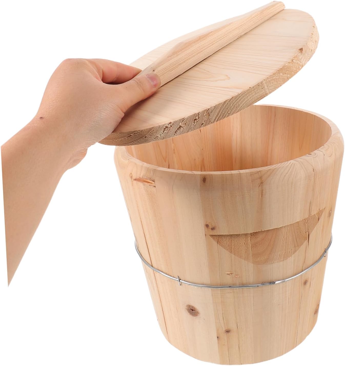Cabilock Wooden Hot Towel Bucket Multipurpose Easy to Clean Wood Towel Steamer Container for Health Spa and Party Beige Classic Retro Style Water Storage Accessories
