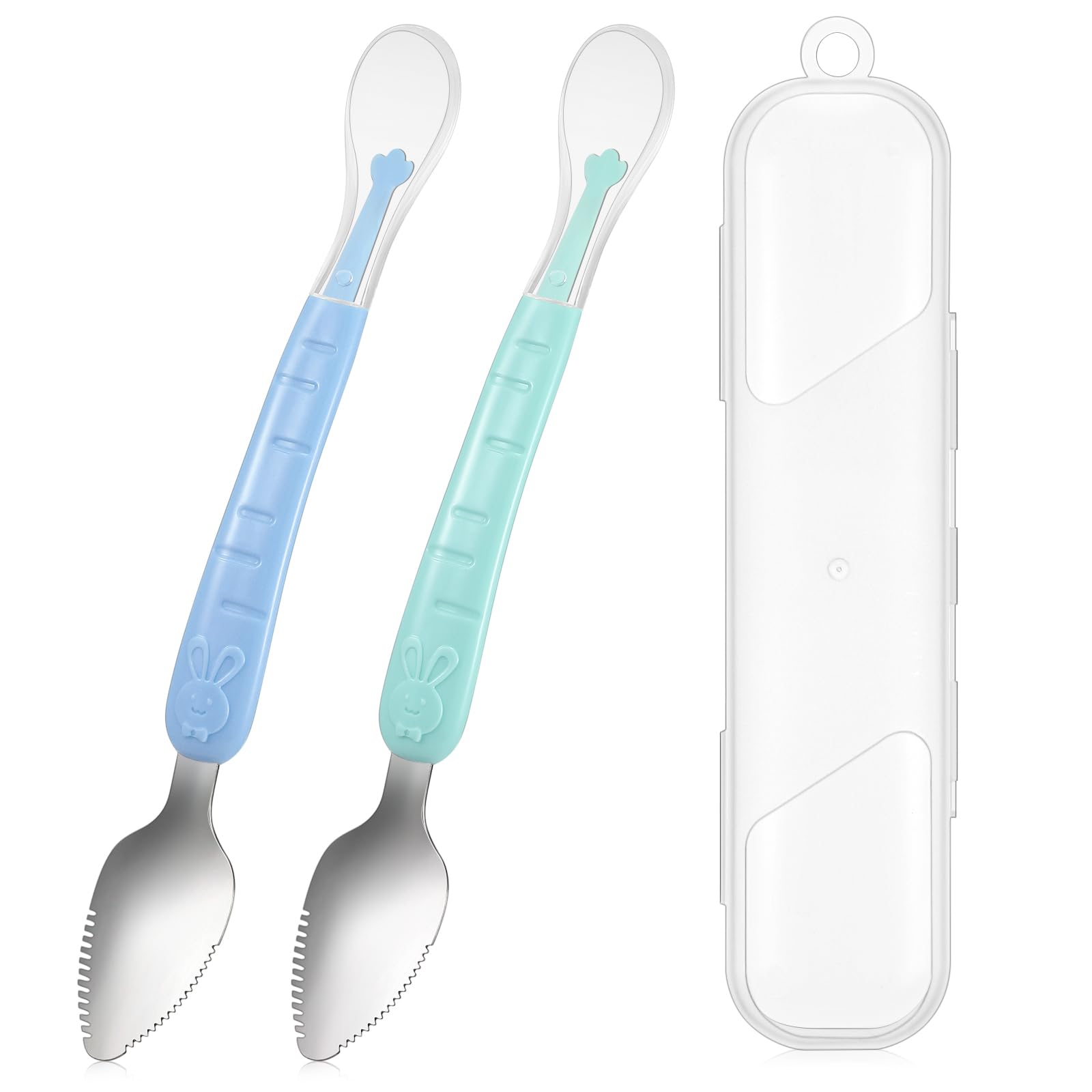 Lallisa 2 Pcs Baby Silicone Spoons Double Head Baby Food Spoon Fruit feeder Soft Feeding Food Scraper for Infants Fruit Mud Feeding Soft Tip BPA Free