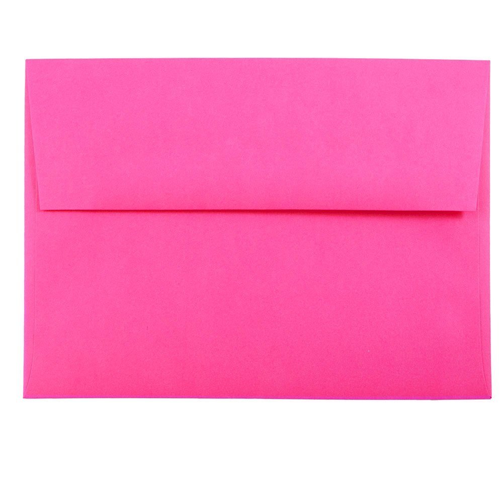 JAM PAPER A7 Colored Invitation Envelopes - 5 1/4 x 7 1/4 - Ultra Fuchsia Hot Pink - Bulk 500/Box
