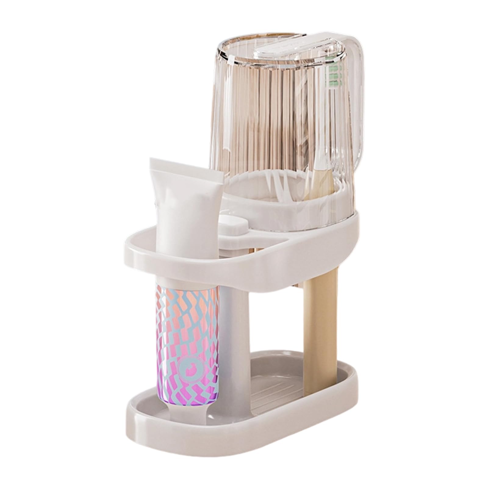 Hotel Toothpaste Holders Stand with Stackable Cup Toothbrush for Athroom Countertop Storage Space Saving Toothbrush Cup