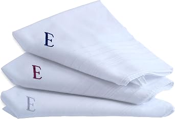 Moda Di Raza Handkerchiefs for Men, 3 Piece 100% Cotton Hanky, Pocket Square 16x16, Machine Wash, Monogrammed Handkerchief