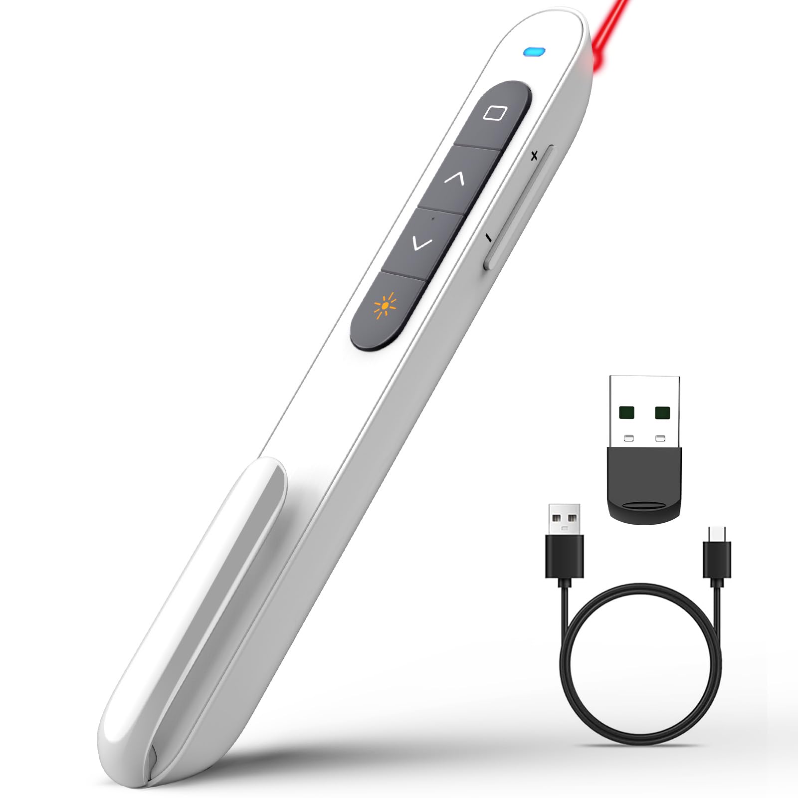 Norwii Wireless Presenter N76 Puntatore Luce Ricaricabile con Durata Della Batteria Lunga 360mAh, Supporto Del Puntatore Di Presentazione per Mac