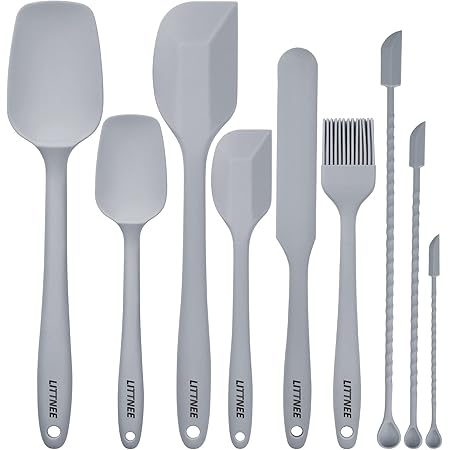 LITINEE 9 Piece Silicone Spatula Set, Rubber Spatulas Silicone Heat Resistant, BPA Free Food Grade Silicone Kitchen Utensils, Non Stick Dishwasher Safe Spatula for Baking, Cooking, Mixing and Scraping