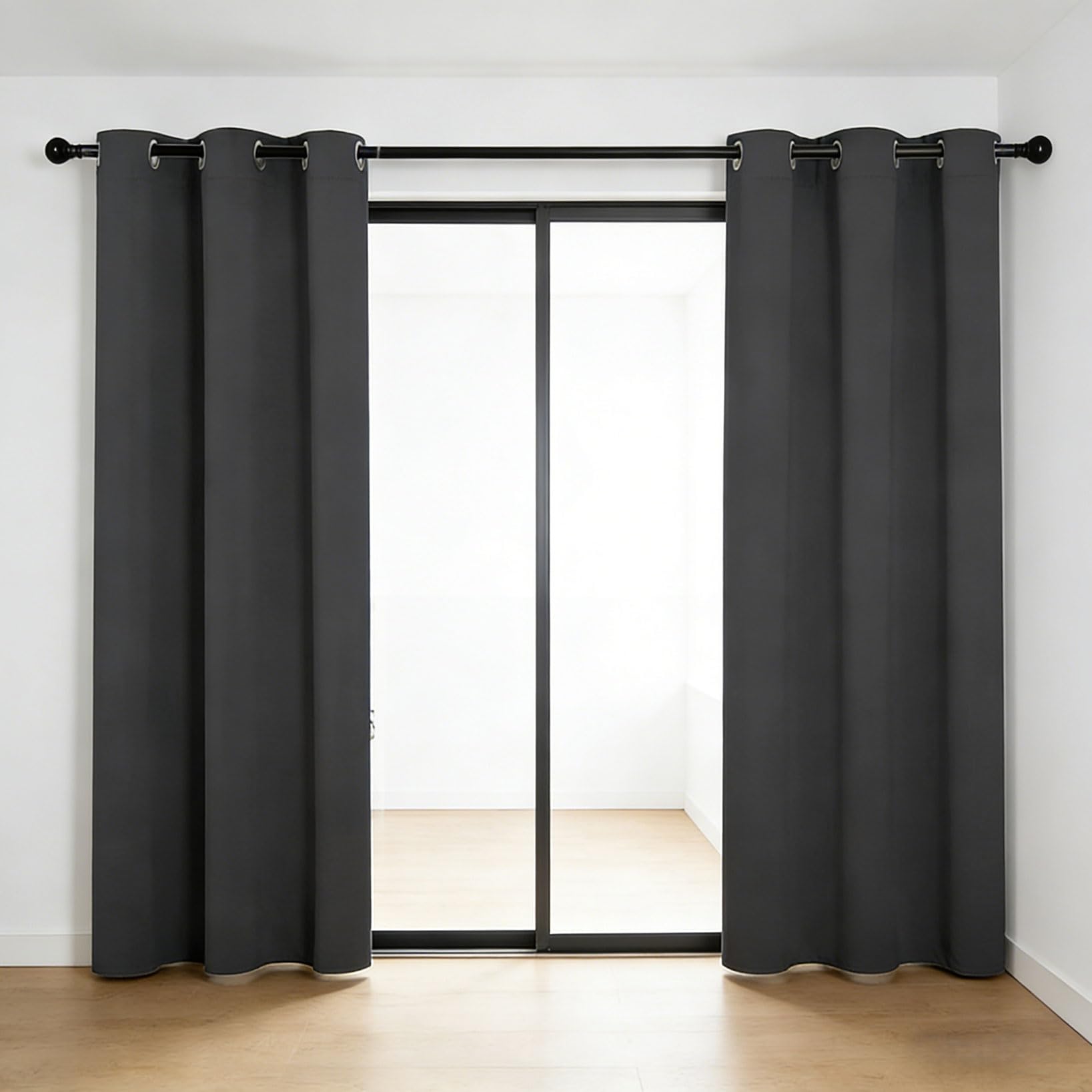 Rideau Occultant 200 x 170 cm Thermique Isolant Anti Froid Rideau Chambre avec Oeillets Design Moderne, 1Pièces pour Salon, Chambre à Coucher et Cuisine, Gris Foncé