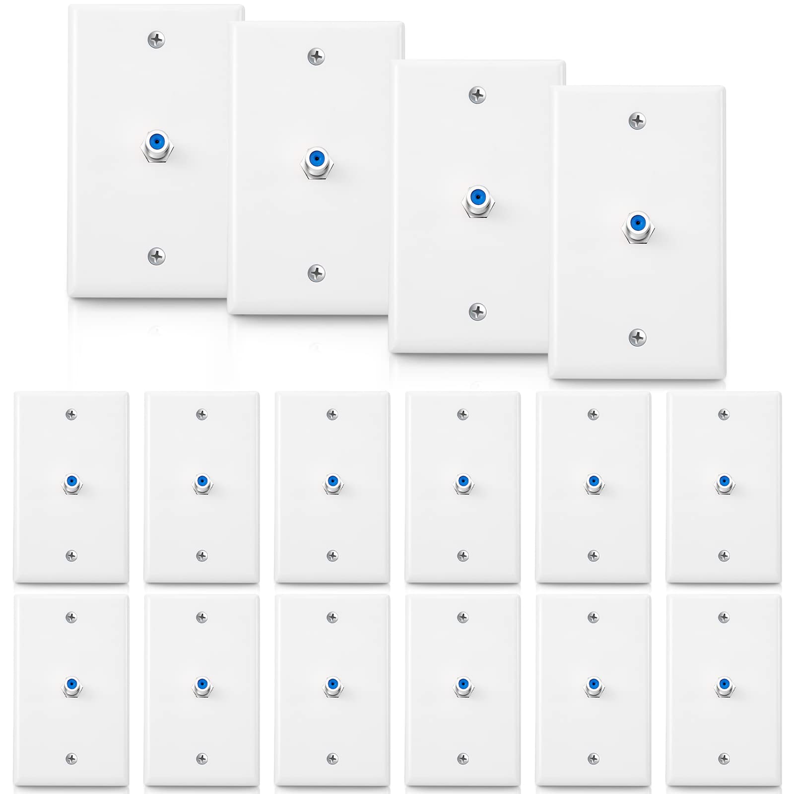 Plaques murales simple gang TV bleu pour un salon épuré