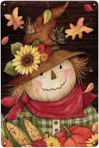 Cartel de metal creativo de otoño espantapájaros para jardín, pintura de hierro forjado, decoración de pared para el hogar, regalo para familiares y