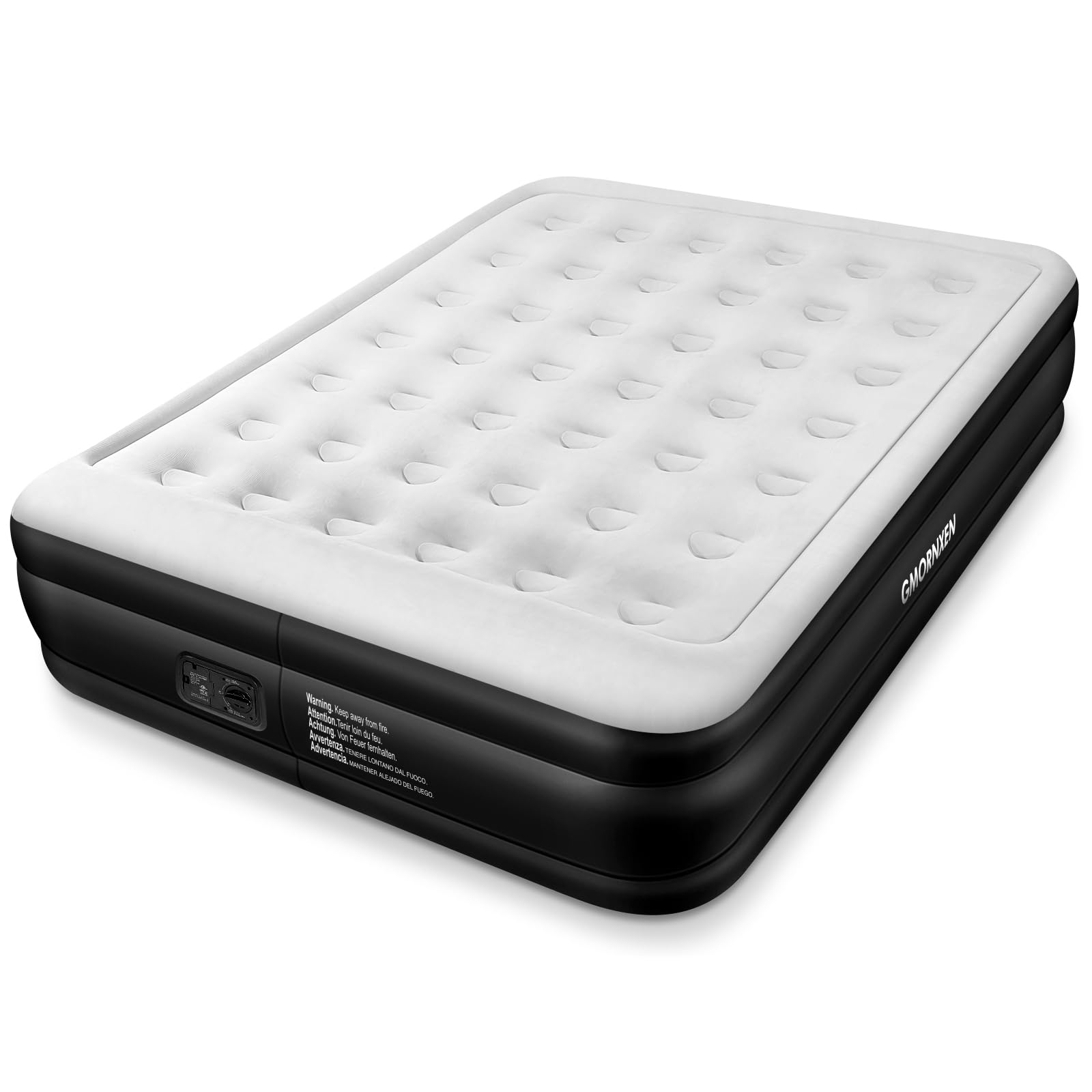 Gmornxen Colchón Hinchable 203 x 157 x 47 cm, Colchón de Aire con Bomba Eléctrica Incorporada y Almohada Construida, Cama de Aire Inflable Tamaño Queen para Huéspedes Viajes a Casa