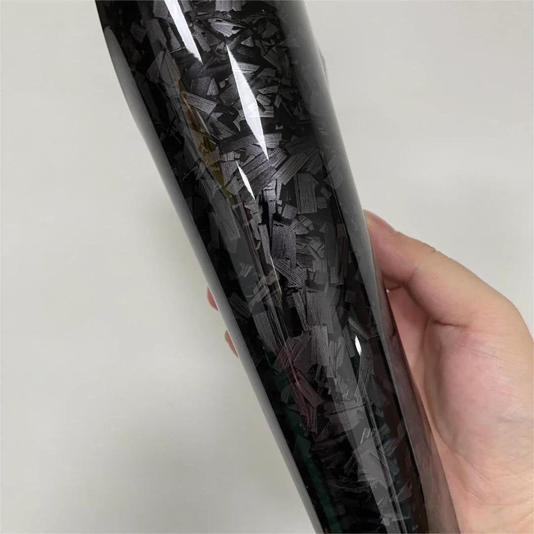 NewL Calcomanía de vinilo negro de fibra de carbono forjada, sin burbujas, liberación de aire, bricolaje, calcomanía autoadhesiva para coche, vehículo, motocicleta, negro brillante, 30 cm x 150 cm — view 9