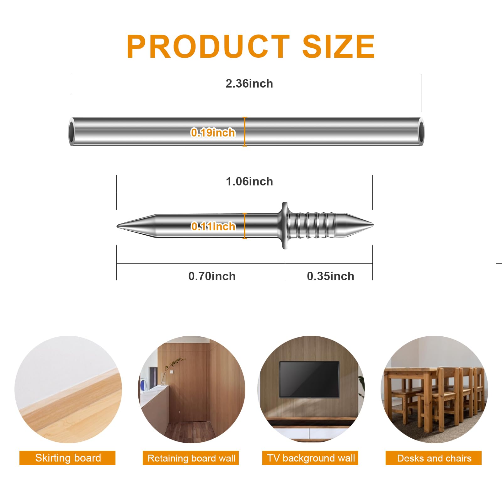 Double Headed Skirting Nails, 400Pcs with 4 Sleeve Tools — Amazon image 2