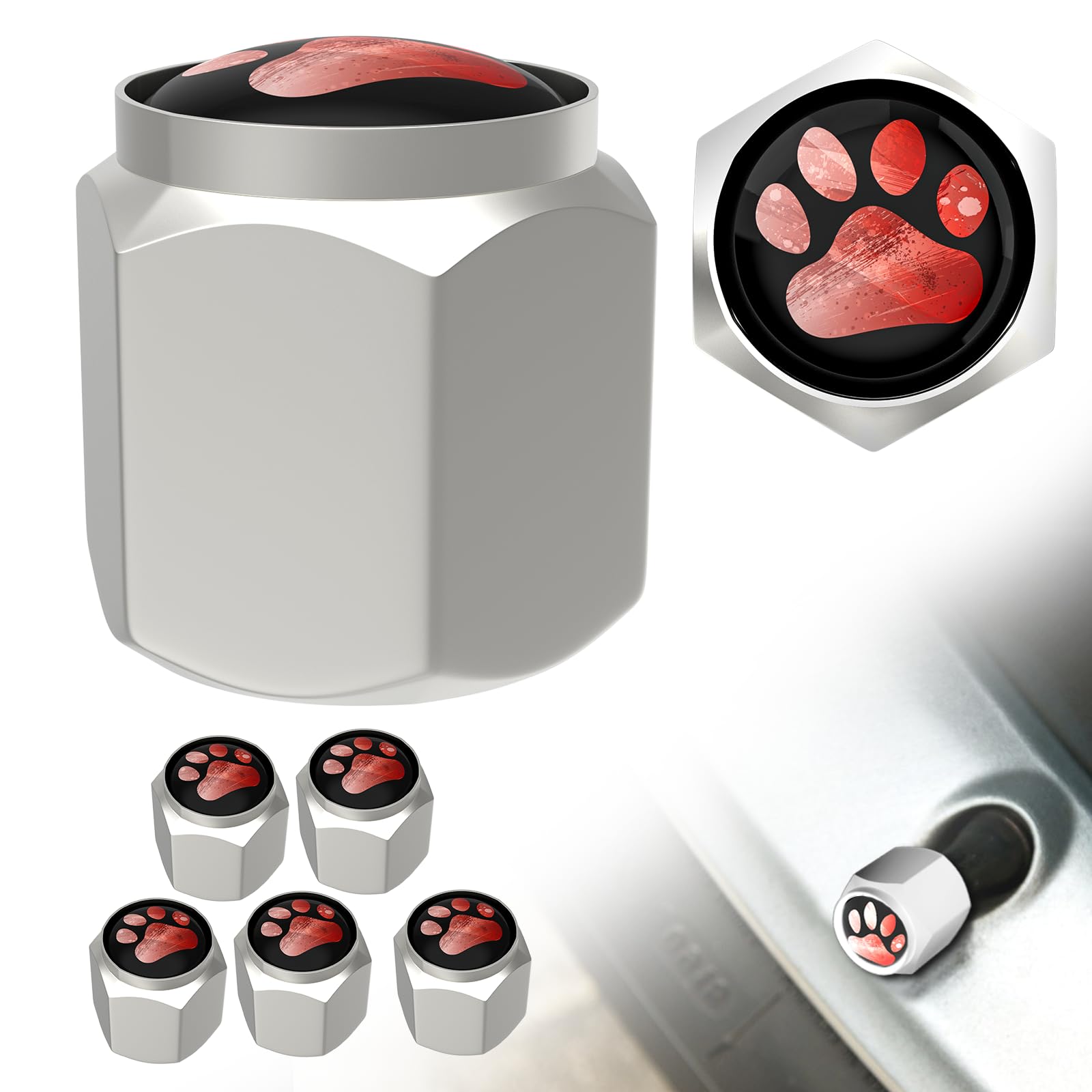 HZSZKYK 6Pcs/Pack Foot Logo Tire Valve Stem Caps Universal Stem Covers for Jeep Dodge Ford Chevy Toyota Honda & More - Car Truck Motorcycle SUV Bike Scooter Golf Cart Schrader Valve Replacement