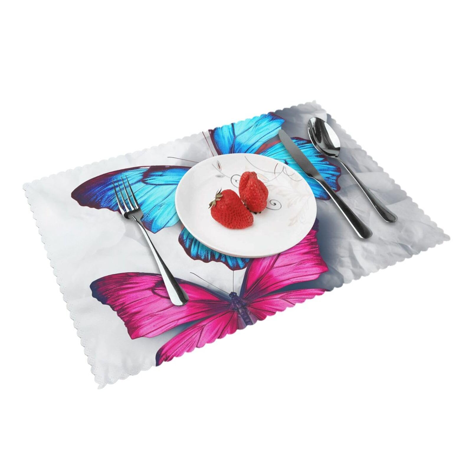 Placemats Set of 4 Heat Resistant Non-Slip Place Mats for Dining Table Butterflies Placemats Washable Woven Table Mats Wipeable Placemat for Kitchen Decoration 30 x 45 cm