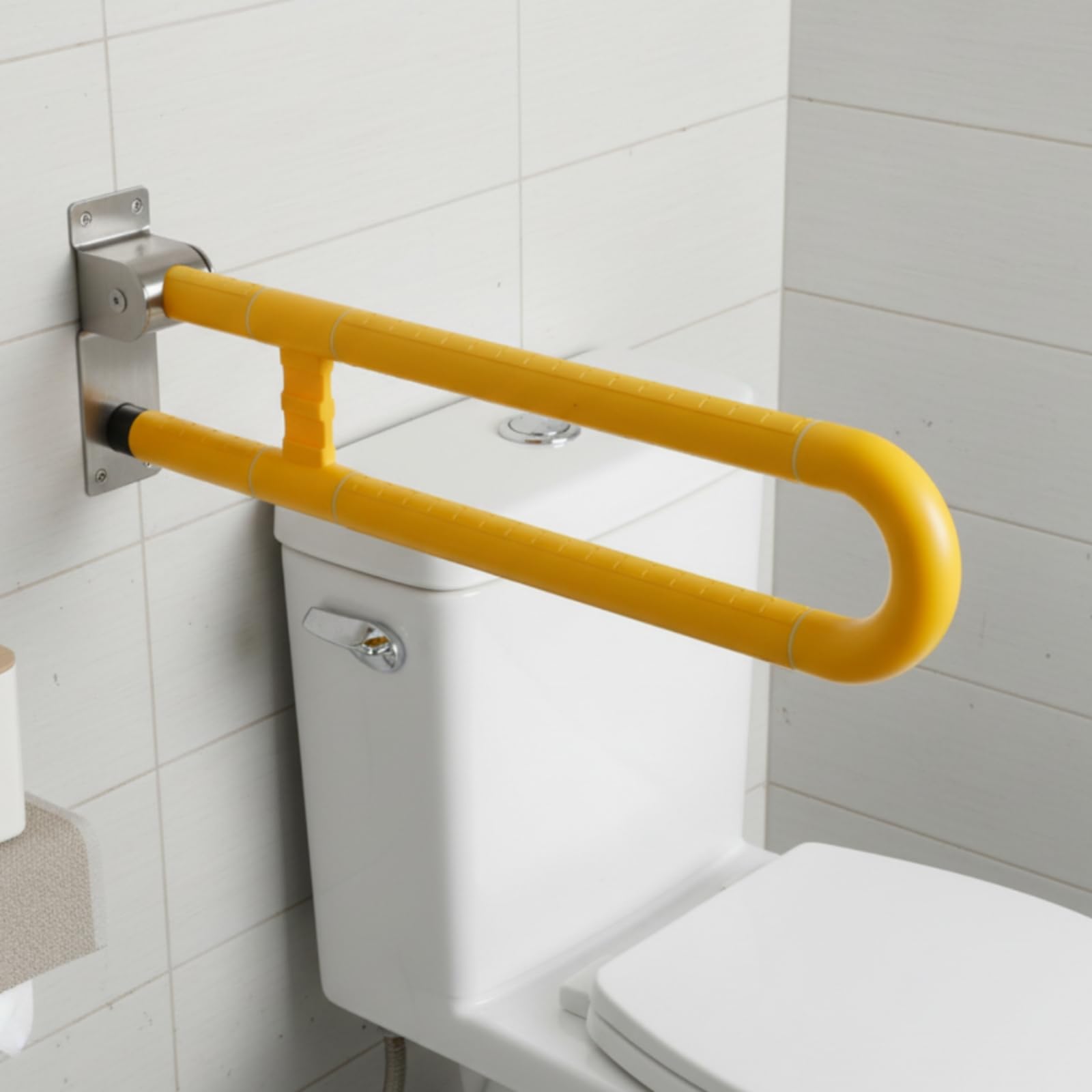 Maniglione Bagno da Parete Corrimano, Giallo, Giallo, Versione Aggiornata Da 75 Cm