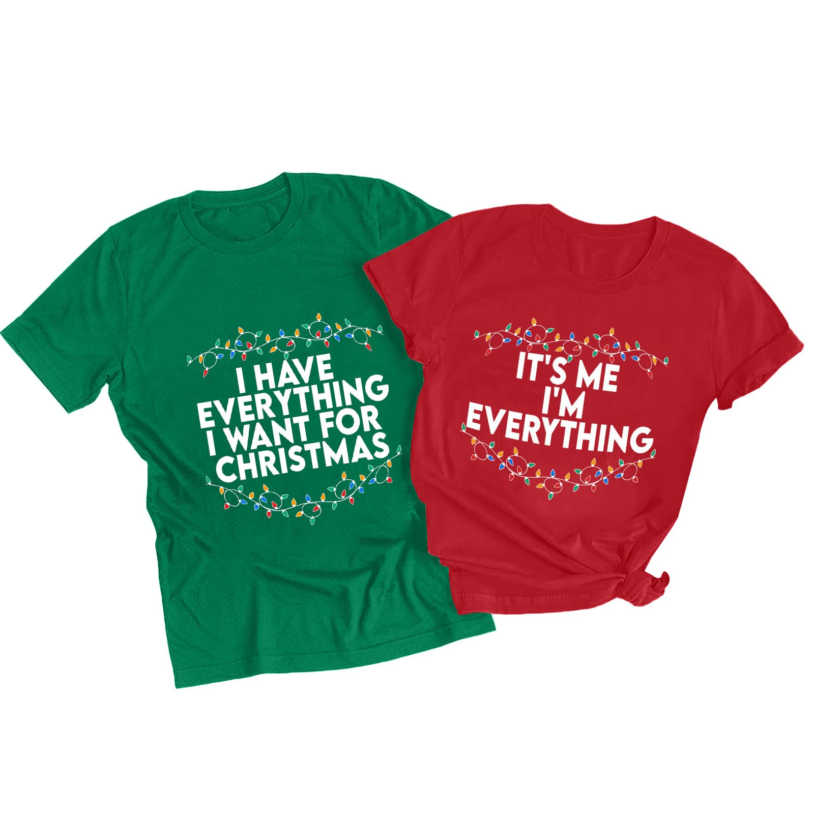 urvatac Christmas Couples Shirts His and Her Matching Xmas Outfits Funny Christmas Family Pajamas Short Sleeve Tees Top-picture-33