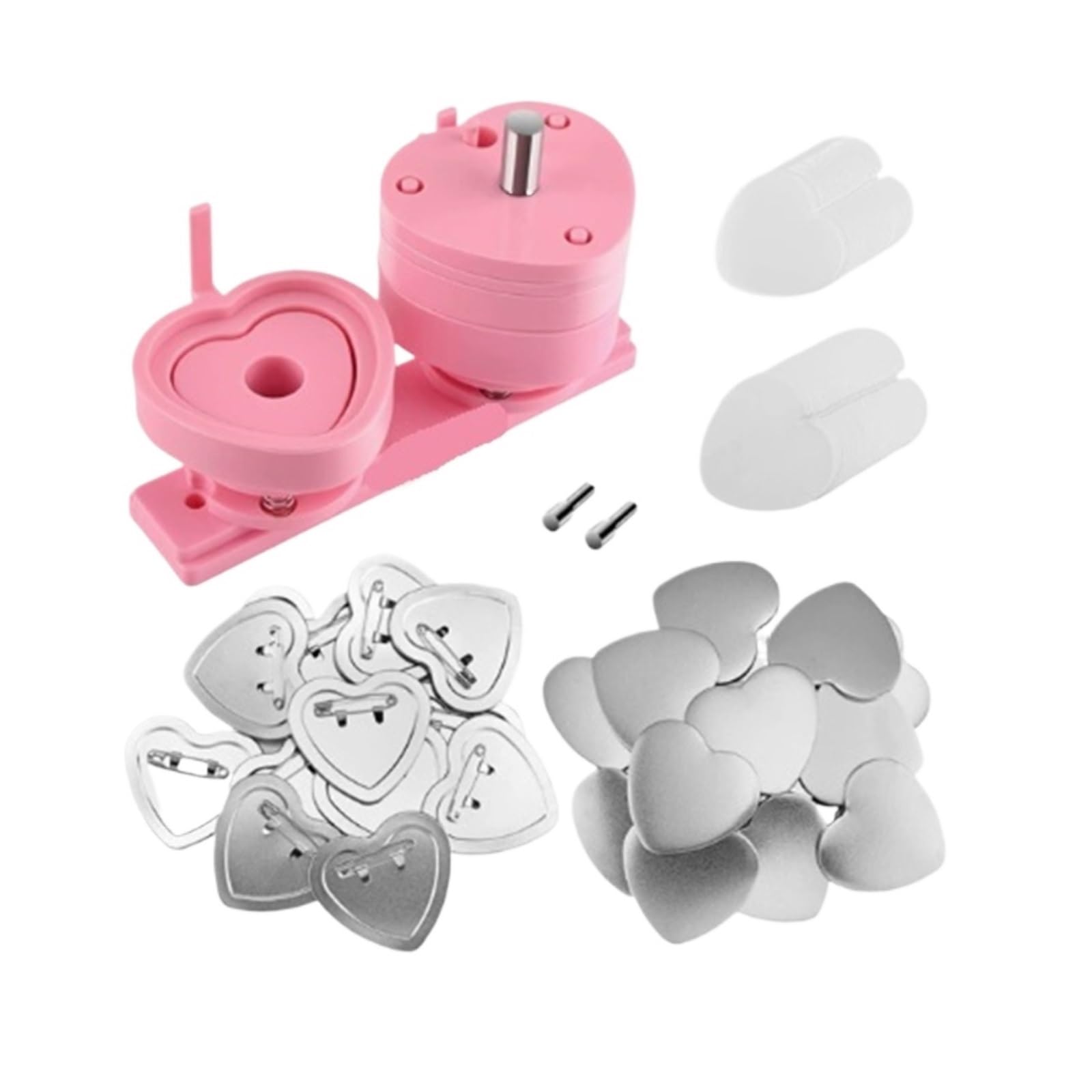 Maszyna do odznak, Forma Na Odznakę W Kształcie Serca Do Maszyny Robienia Guzików Stylu Suwaka, Zestaw Rękodzieło DIY(Pink)