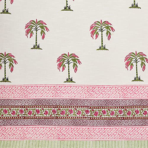 Image of BLOCKS OF INDIA Hand Block Printed Cotton Linen Daylight Door Curtain (Style 2, 7 Feetsemi Sheer, Grommet, Multicolor)