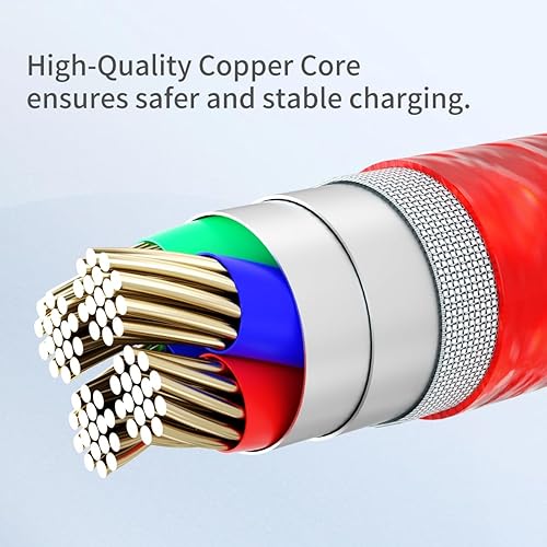 Miniatura 5 de Cable de carga múltiple 3 en 1 [2 unidades de 4 pies], cable USB de nailon trenzado rojo y cargador de viaje para múltiples dispositivos, cargador