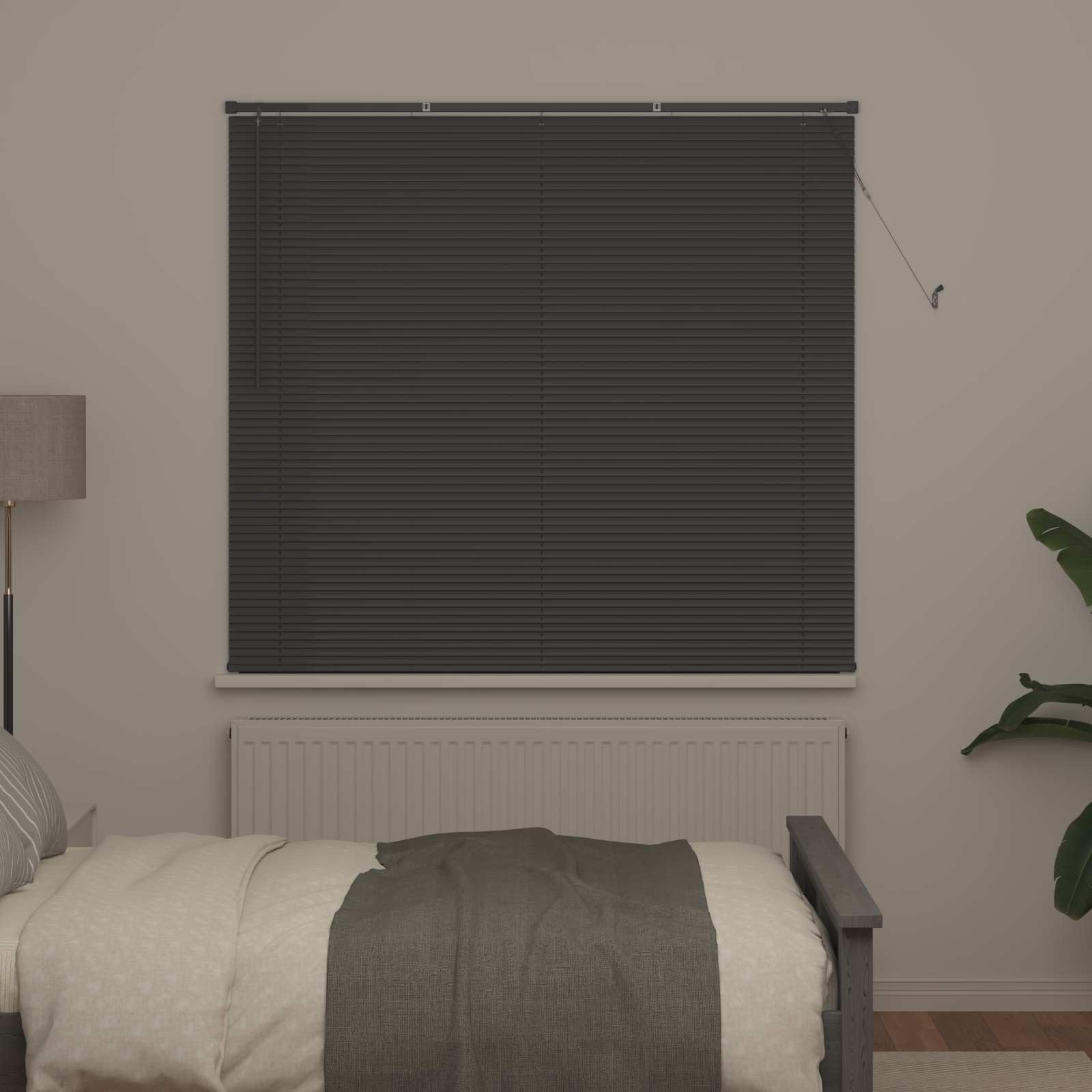 Persiana veneciana de PVC de alta calidad, 150 x 140 cm, 25 mm de ancho, con protección visual y protección contra el calor, versátil para oficina, salón, balcón y ventana de puerta