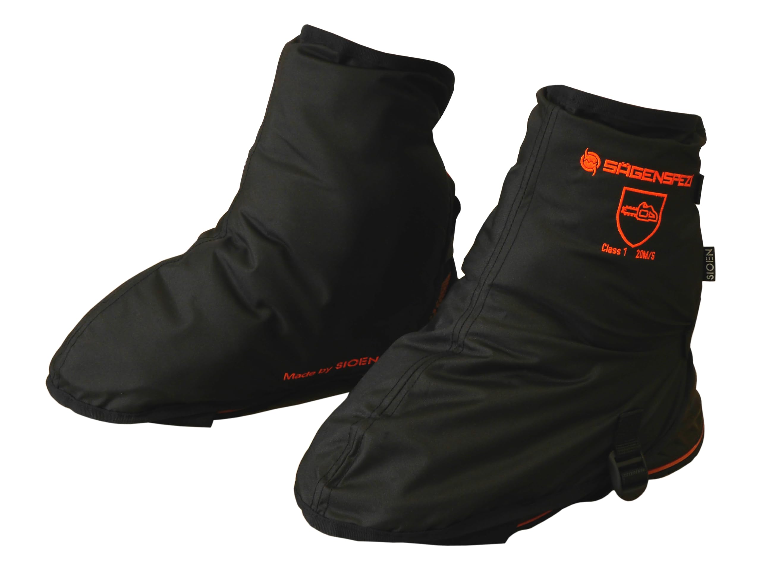 Sägenspezi Schnittschutz-Gamaschen Klasse 1 (20 m/s) – EN 381-9 – Für Arbeitsschuhe – Schwarz – Größe M oder XL – Forst, Motorsäge, Garten, BAU