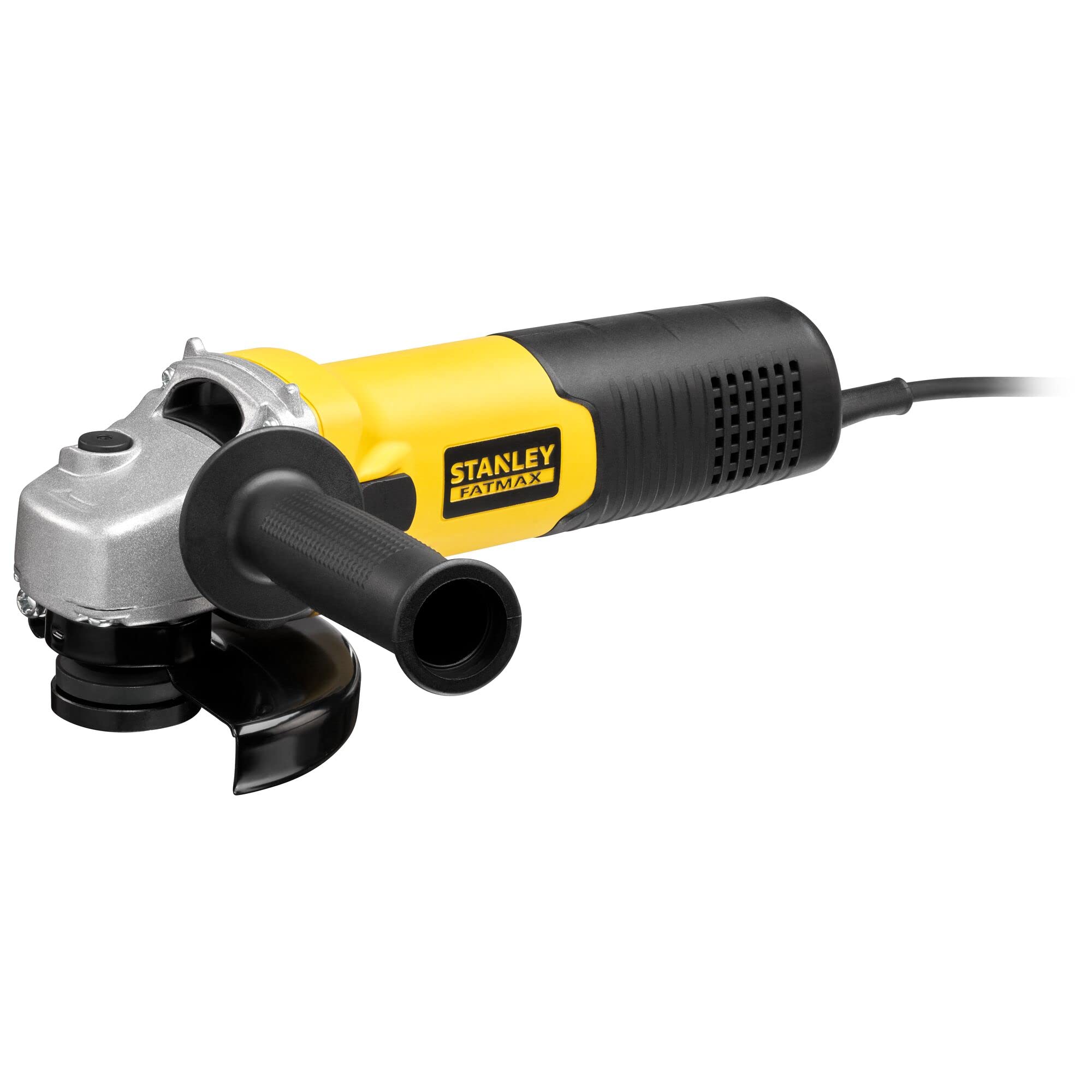 Mini-Amoladora 1.100W 125mm, velocidad variable 3.000-11.000 rpm, rosca del eje M14, embrague electrónico, protección contra re-arranque y arranque suave. Incluye empuñadura lateral marca STANLEY