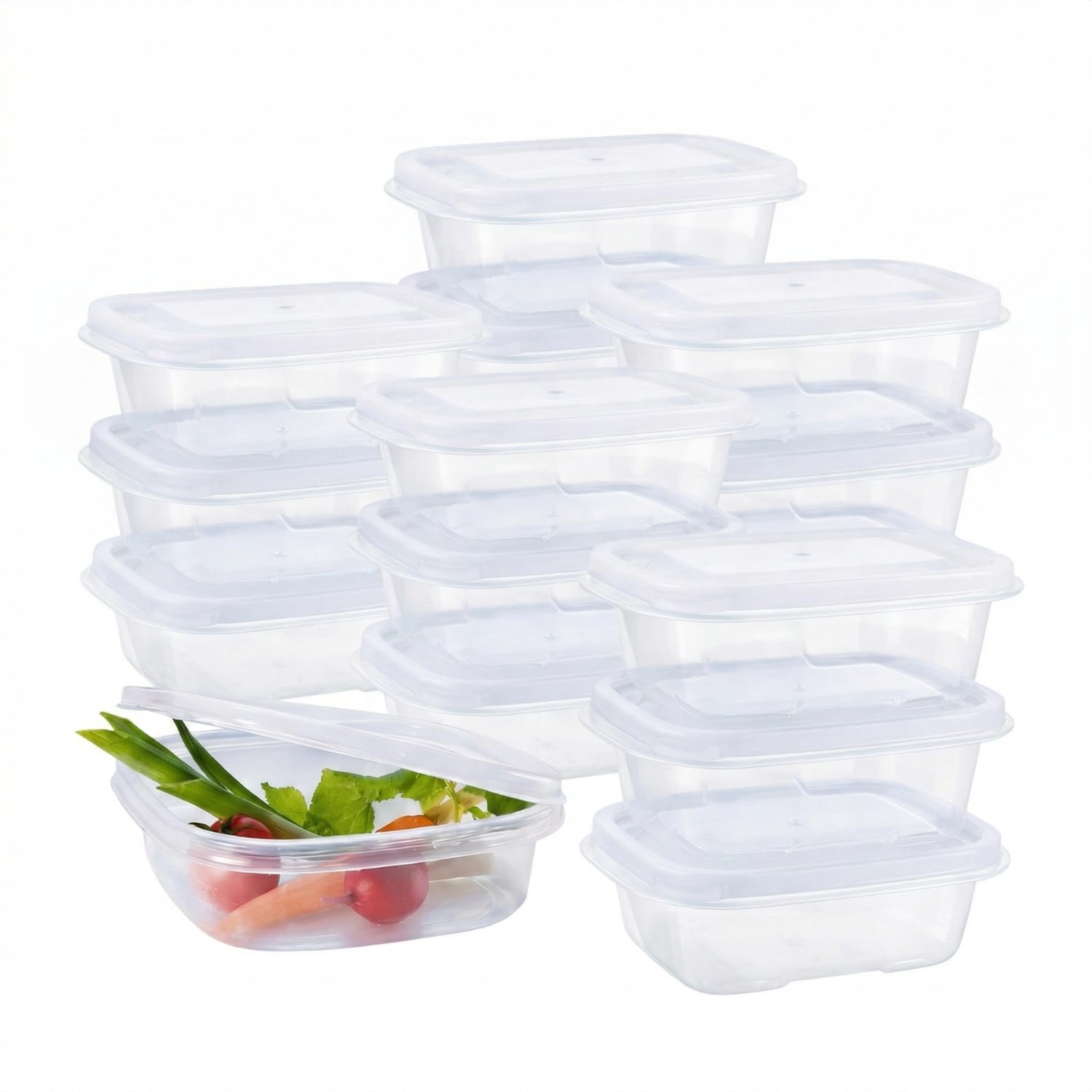 HOMESHOPA Food Storage Containers with Lid, 750ml12 Pack Transparent & Reusable Plastic Meal Prep Boxes with Airtight Lids, BPA-Free, Microwave Freezer Dishwasher Safe Takeaway Lunch Boxes โ image 1