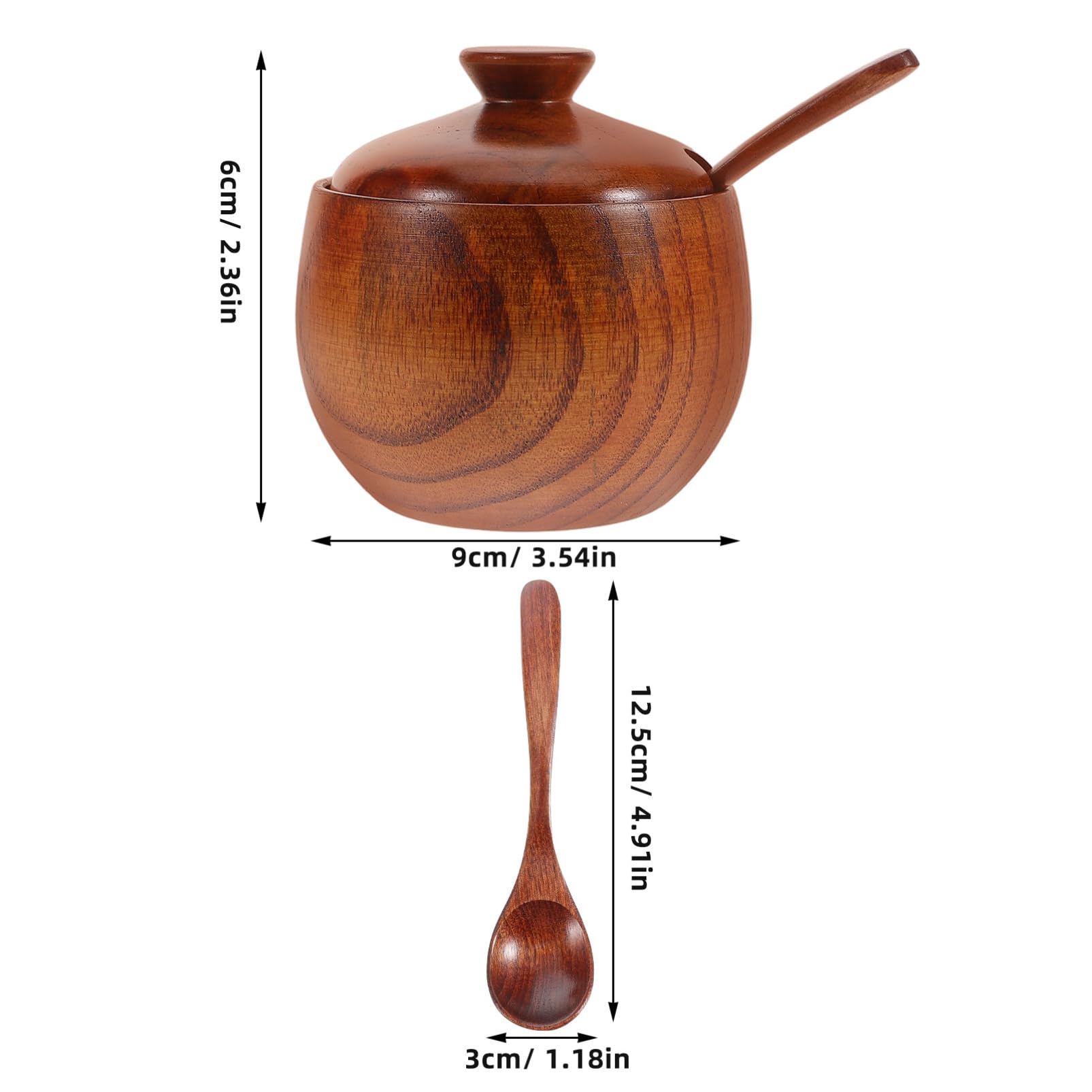 FUNOMOCYA Spice Canister with Lid and Spoon Wooden Salt Holder Sugar Bowls with Lid Salt Container Salt Keeper for Storing Salt Sugar Spice